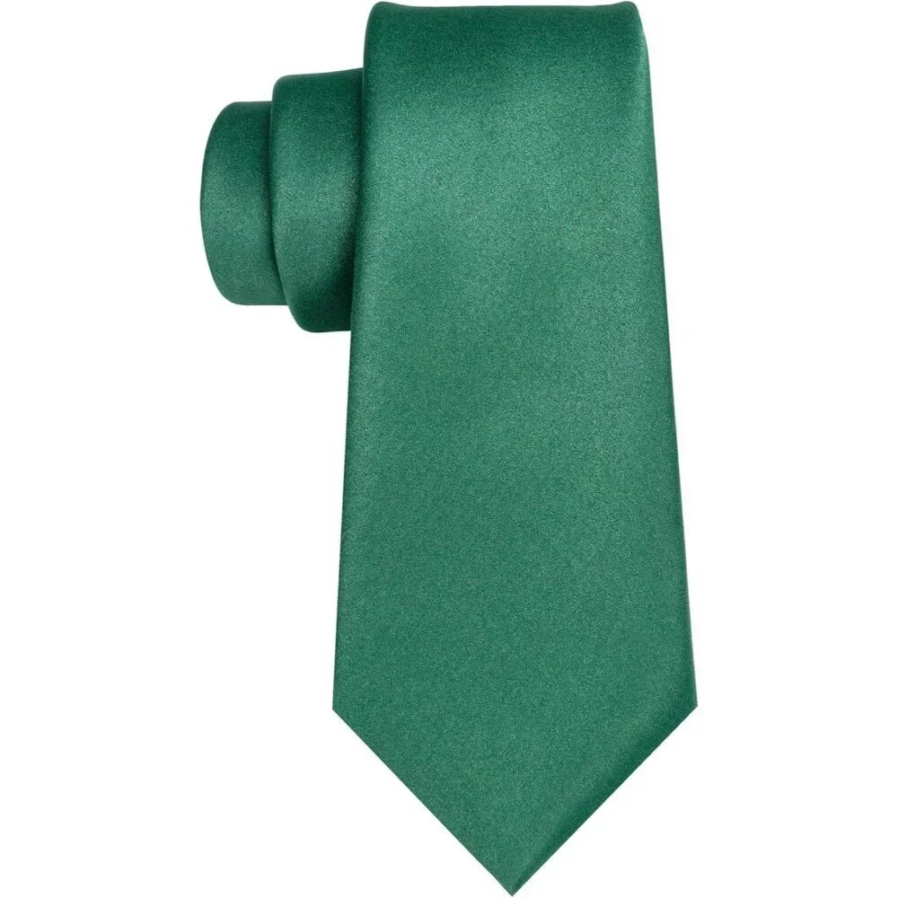 Men's Emerald Green Solid Pure Color Imported Polyester Formal Neck Ties
